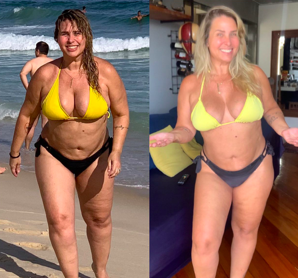 Modelo Andréa Sorvetão surpreende ao mostrar antes e depois da dieta